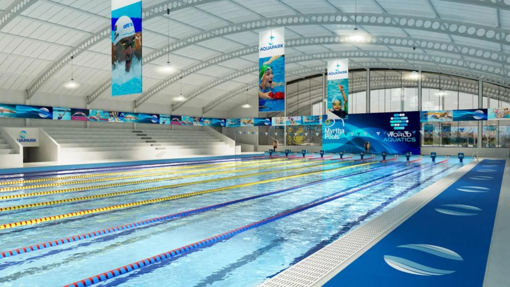 Vision for Aquapark interior - pool and stands